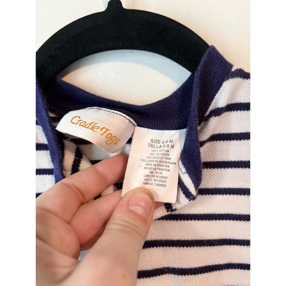 Vintage Cradle Togs One Piece Jumper Boys 6-9 Months Cars Signs Striped Textured